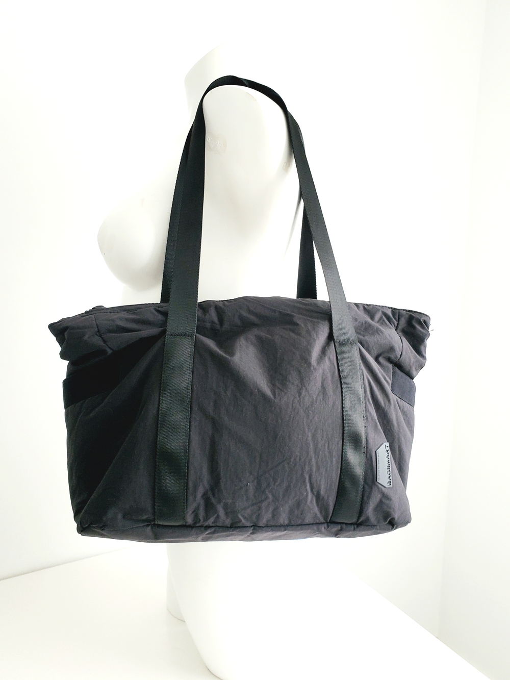 Everyday Black Quilted Tote with Long Shoulder Straps